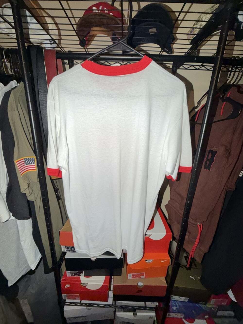 Toledope Graphic T-Shirt Size L White Red Ringer Tee